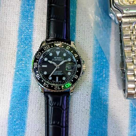 Accessories | Luxury Black Watch With Silver Accents | Poshmark